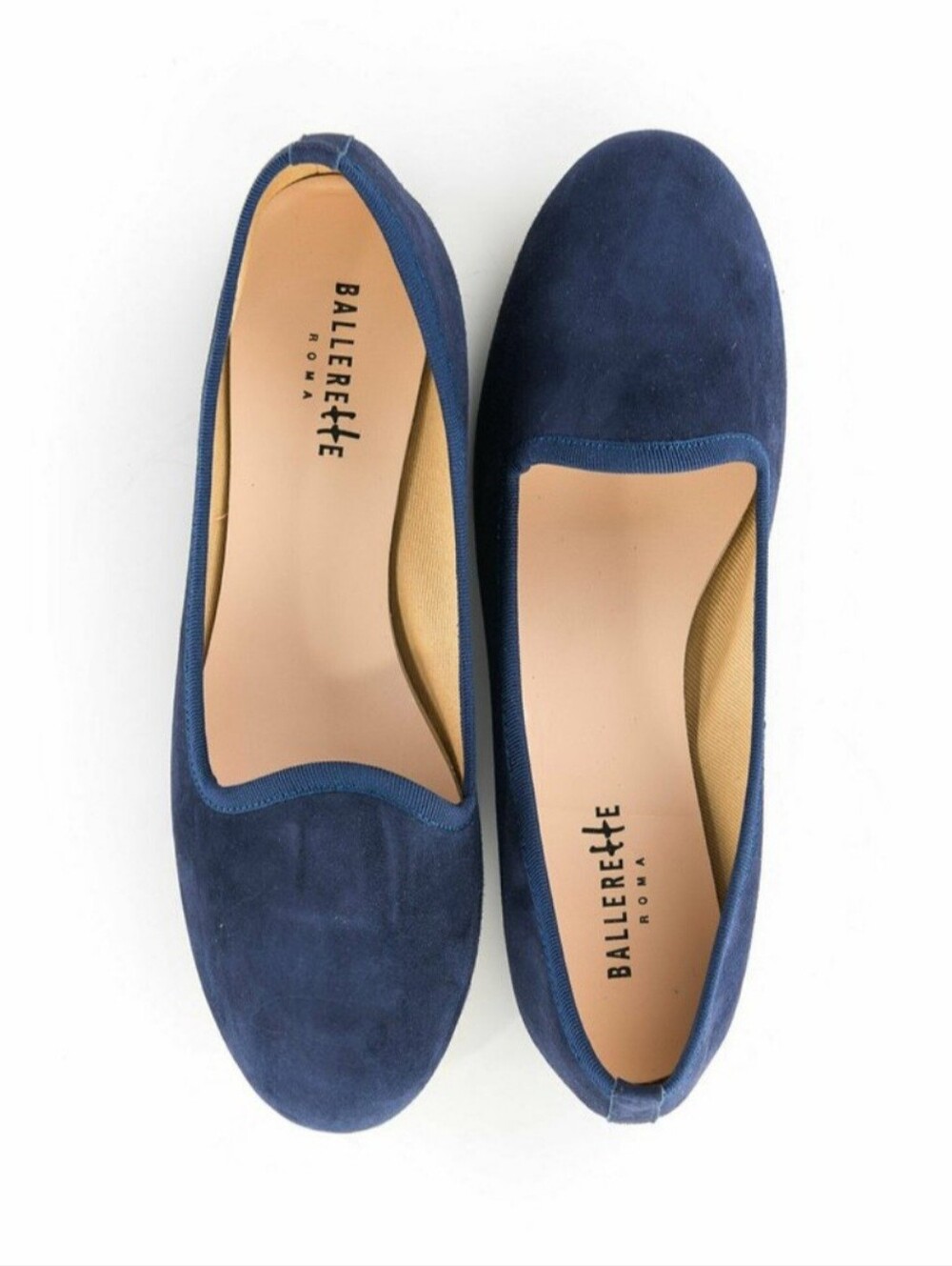 Ballerette Roma Navy Blue Suede Ballet Flats From Italy